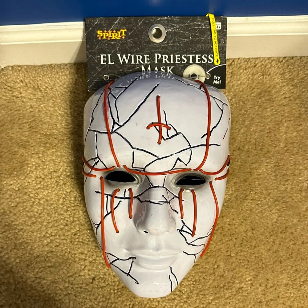 Halloween Scary Mask Priestess Cosplay Led Mask EL Wire Light up Halloween Party